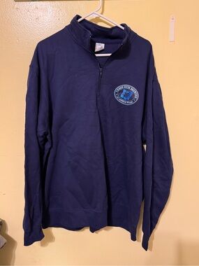 Port and Company Navy Quarter-Zip Pullover with Chest Emblem